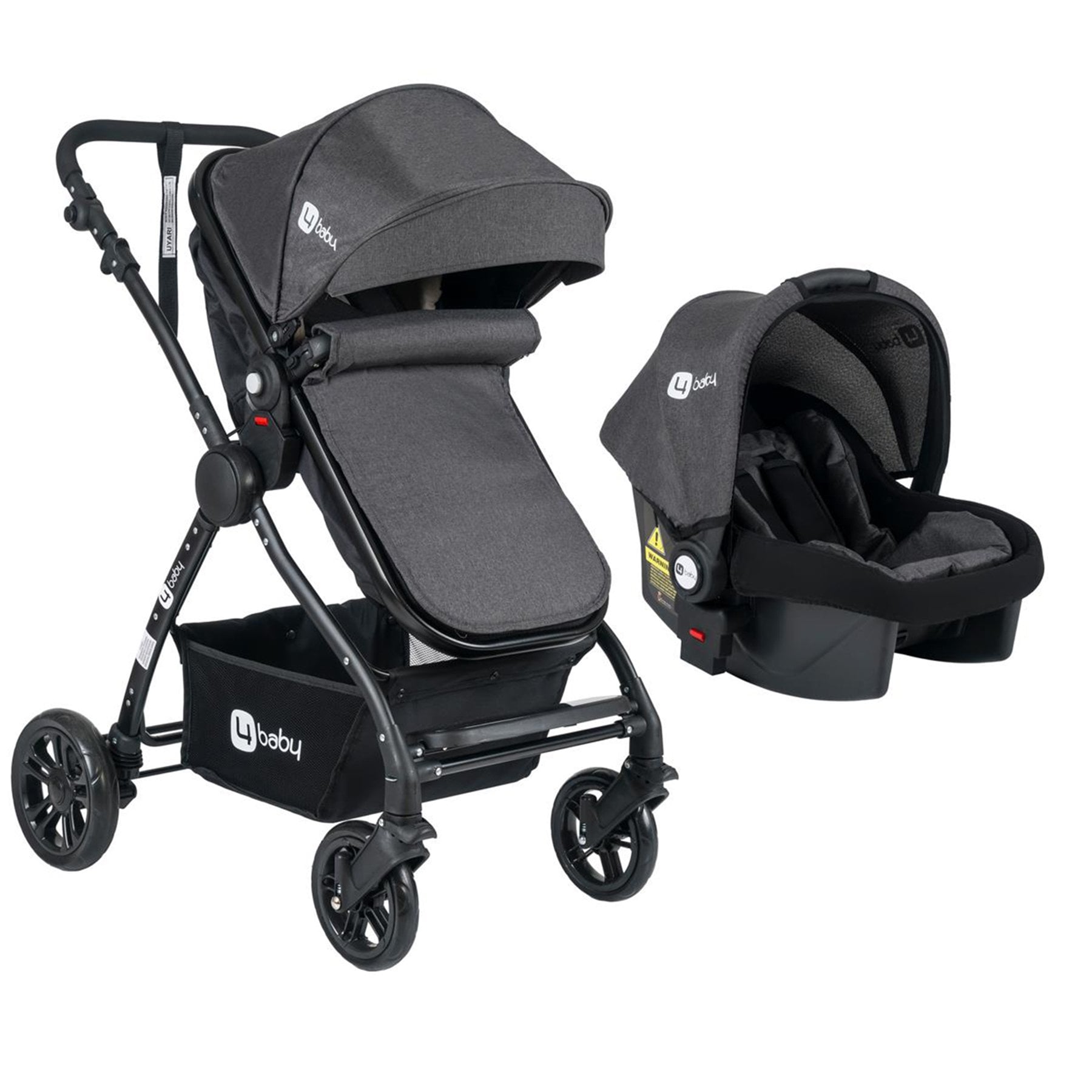Four Baby Travel Sistem Pusetli Siyah Bebek Arabası