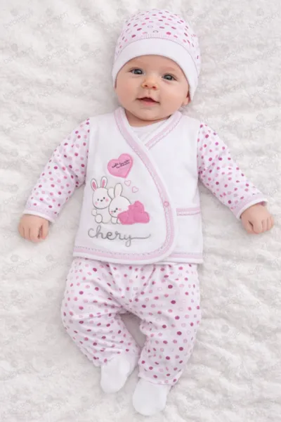 Chery Pembe 7 li Kız Bebek Hastane Çıkış Seti