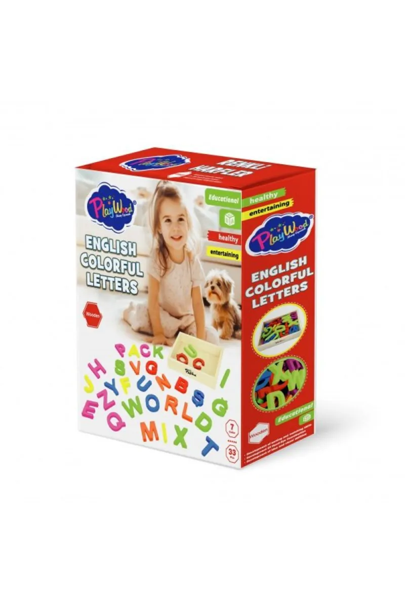 PlayWood Ahşap Kasalı Renkli Harfler 33 Parça 402