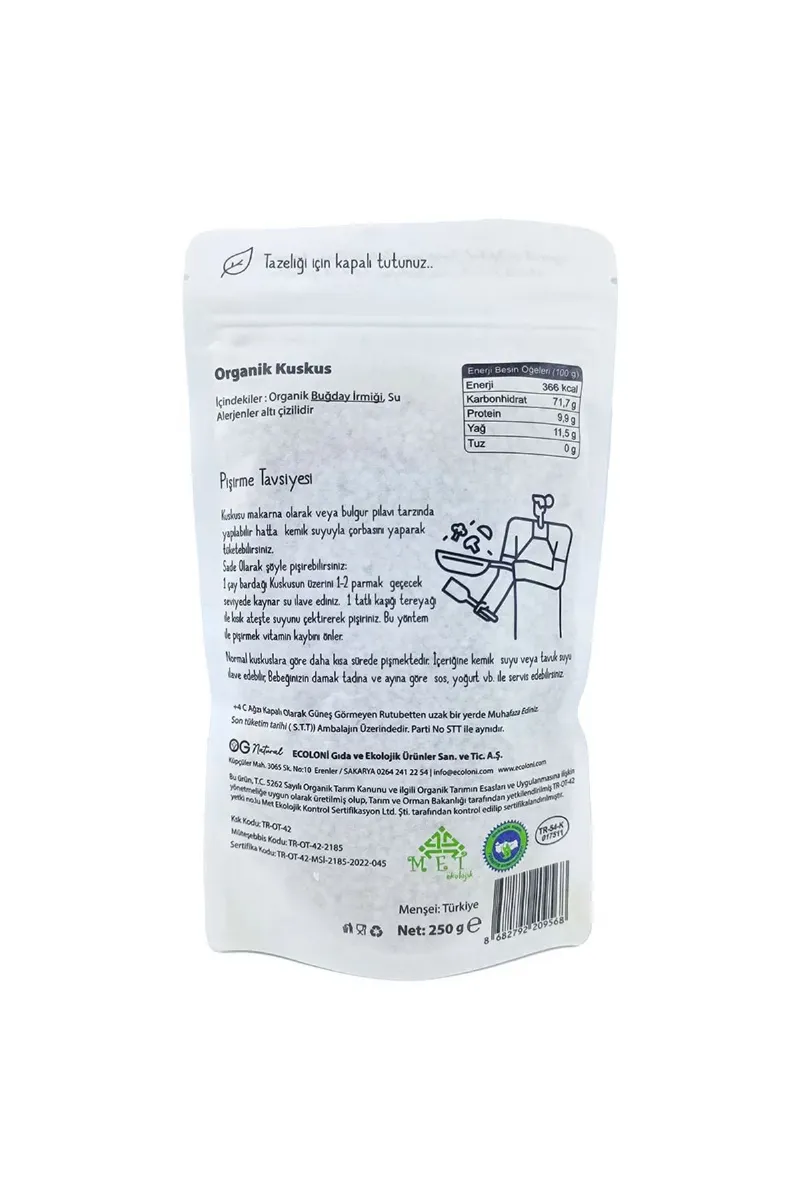 OG Natural Organik Sade Bebek Kuskus 250 Gr
