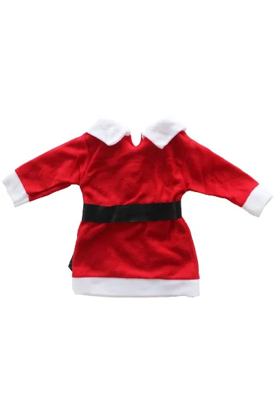 Kız Çocuk Kırmızı Kemerli Şapkalı Noel Baba Çocuk Elbisesi