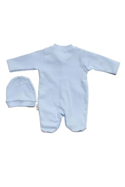 Erkek Bebek Prematüre Açık Mavi Dino Nakışlı Tulum