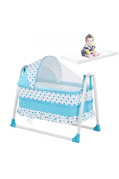 Bebegen Elit Portatif Sallanır Bebek Beşik Mavi