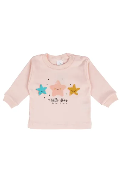 Kız Bebek Somon Yıldızlı Pijama Takımı