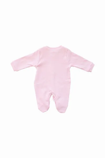 Sade Pembe Bereli Eldivenli Bebek Tulum