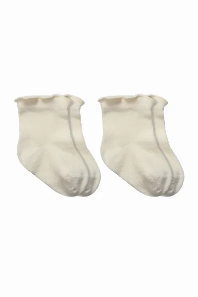 Bistyle 2li̇ Penye Soket Çorap Aksesuarlı Cute Ruffle 10153 Naturel