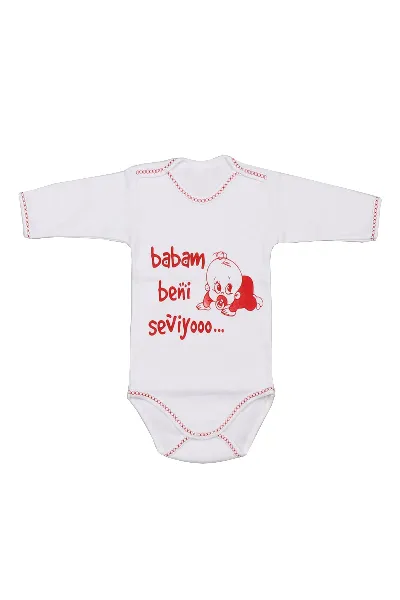 Babam Beni Seviyoo Yazılı Uzun Kollu Bebek Zıbın