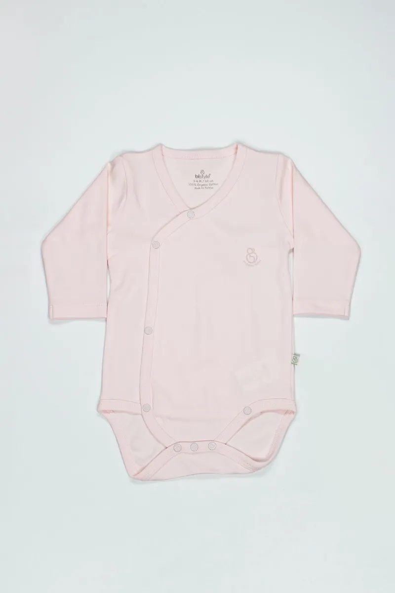 Bistyle Organik Natural Basic Style Kruvaze Uzun Kol Body BS17102 Pembe