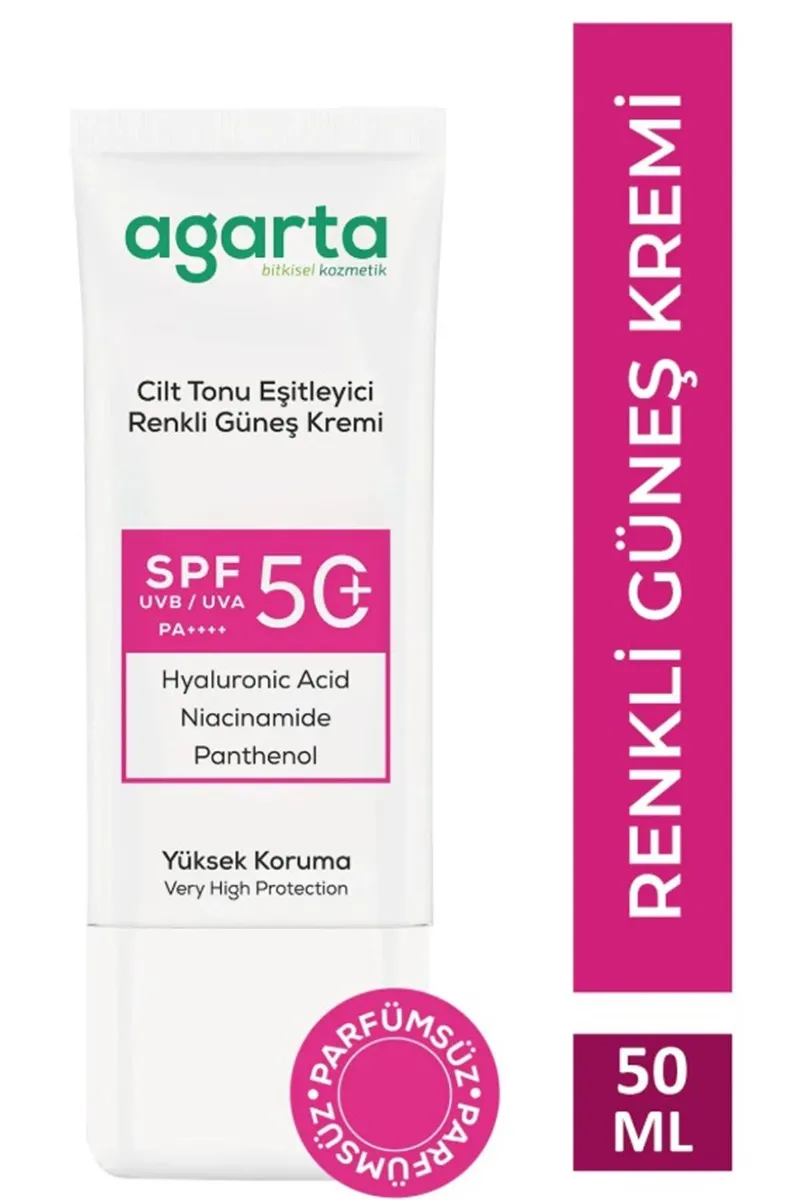 Agarta Doğal Güneş Kremi Cilt Tonu Eşitleyici Renkli 50 SPF 50 ml