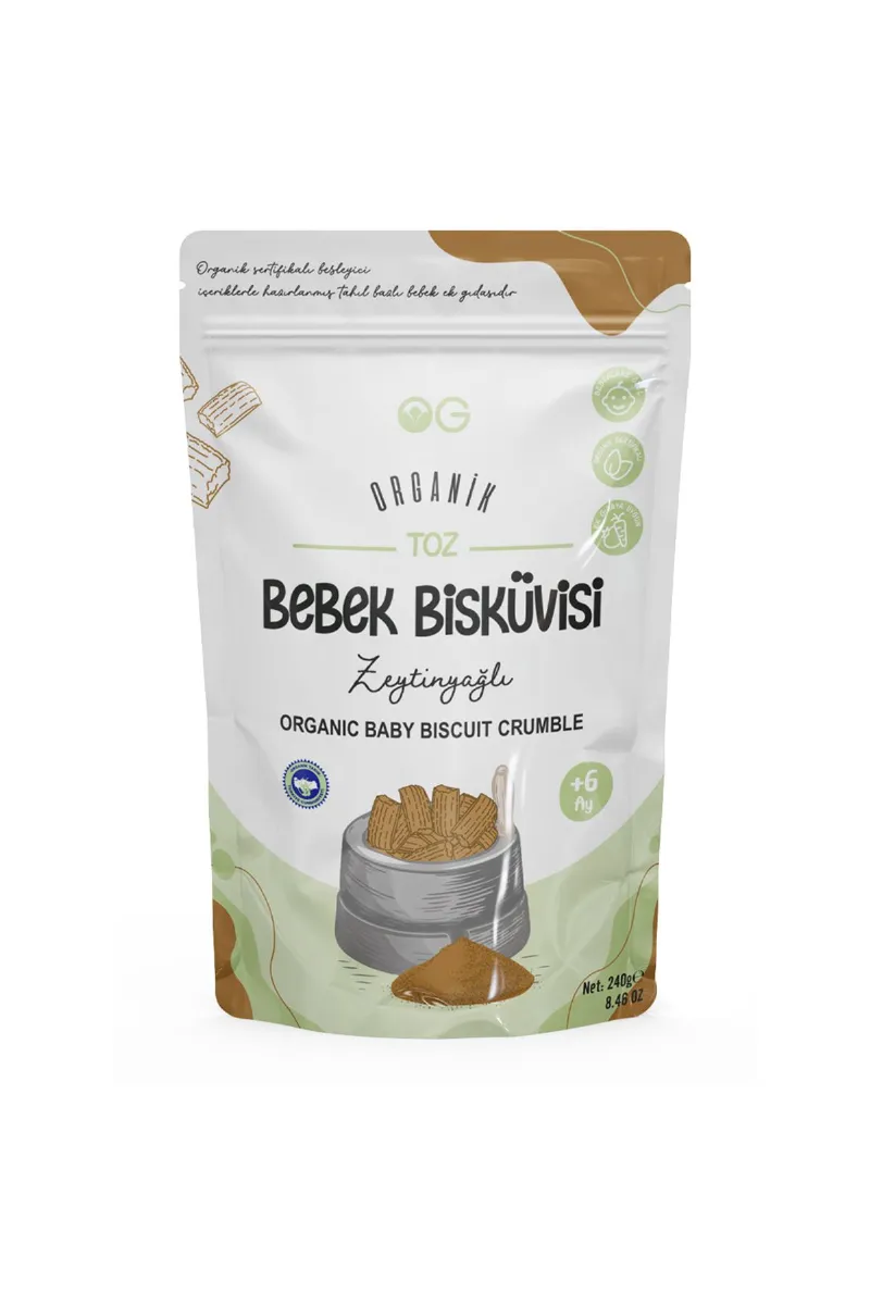 OG Natural Organik Toz Zeytinyağlı Bebek Bisküvisi 240 Gr 6+ Ay