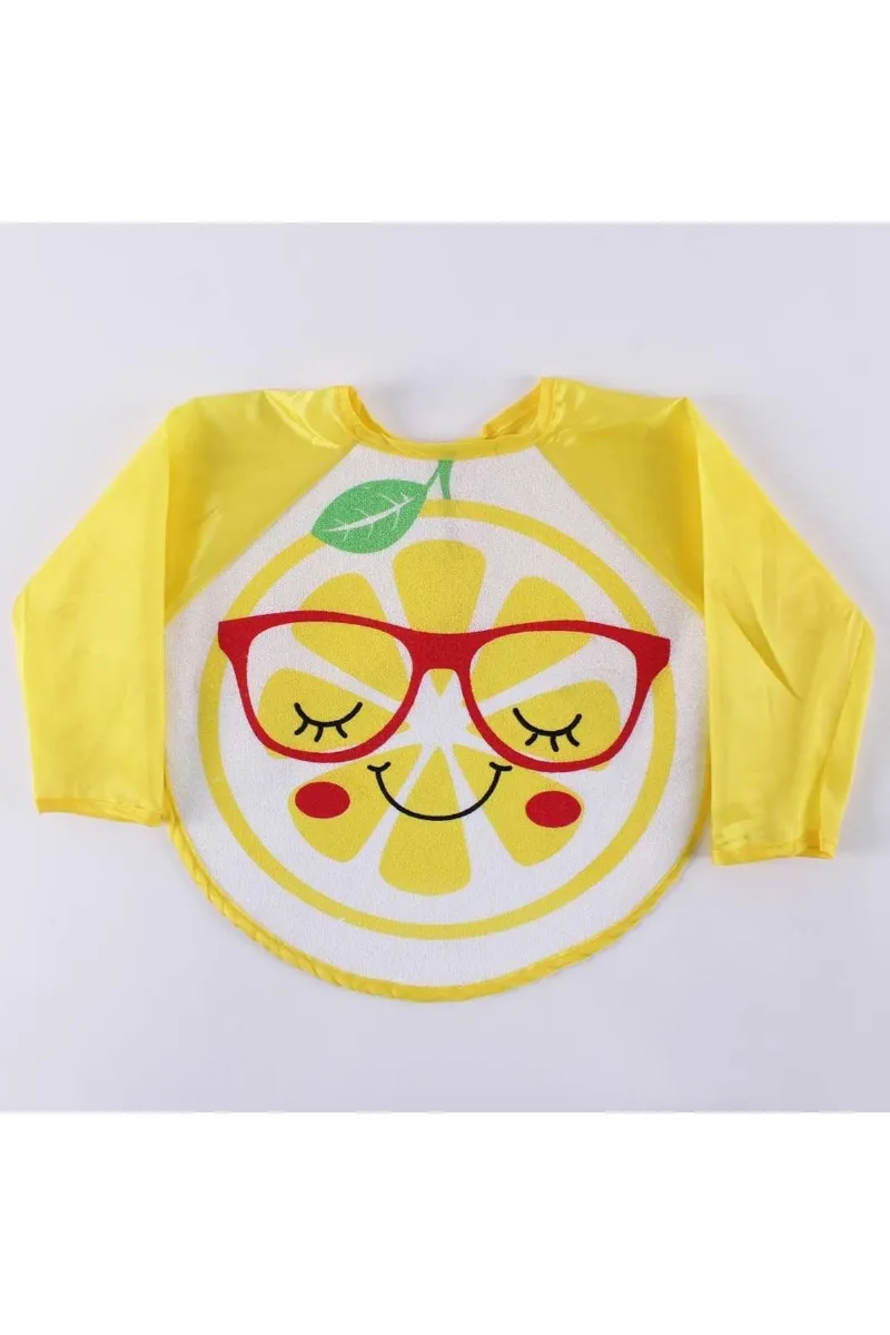 Sarı Limon Desenli Uzun Kollu Önlük