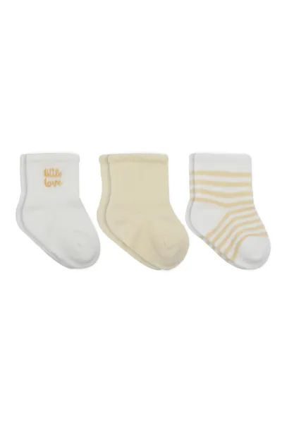 Bistyle Little Love Girl 3'lü Penye Soket Çorap 10137 Ekru