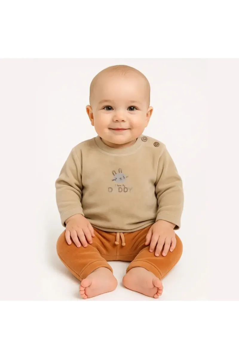 Bistyle 2li Takim Kadife I Love Daddy 14113 Bej