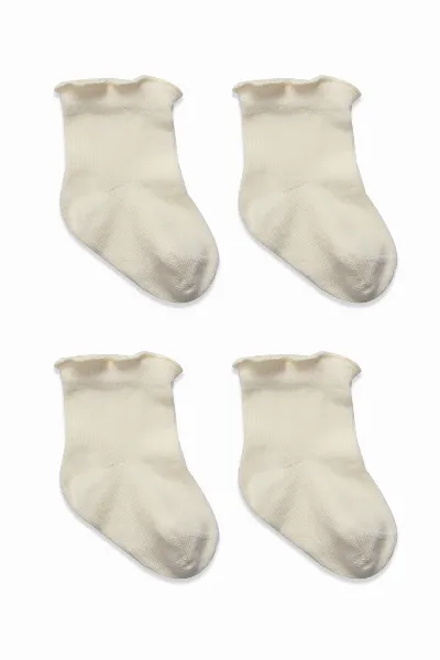 Bistyle 2li̇ Penye Soket Çorap Aksesuarlı Cute Ruffle 10153 Naturel