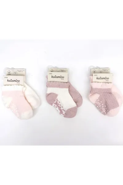 Katamino Adonis Kaymaz 2li  Kız Bebek Patik Çorap K44149 Asorti