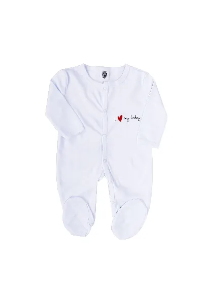 Dady Yazılı Beyaz Patikli Tulum