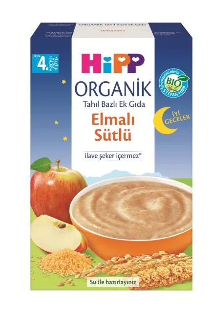 Hipp Organik İyi Geceler Elmalı Sütlü Tahıl Bazlı Ek Gıda 250 Gr