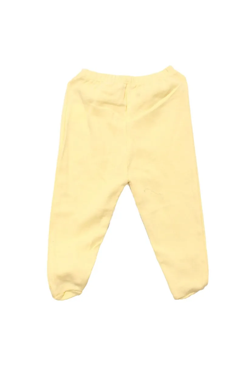 Unisex Açık Sarı Patikli Pati Baskılı Penye Pantolon Tek Alt