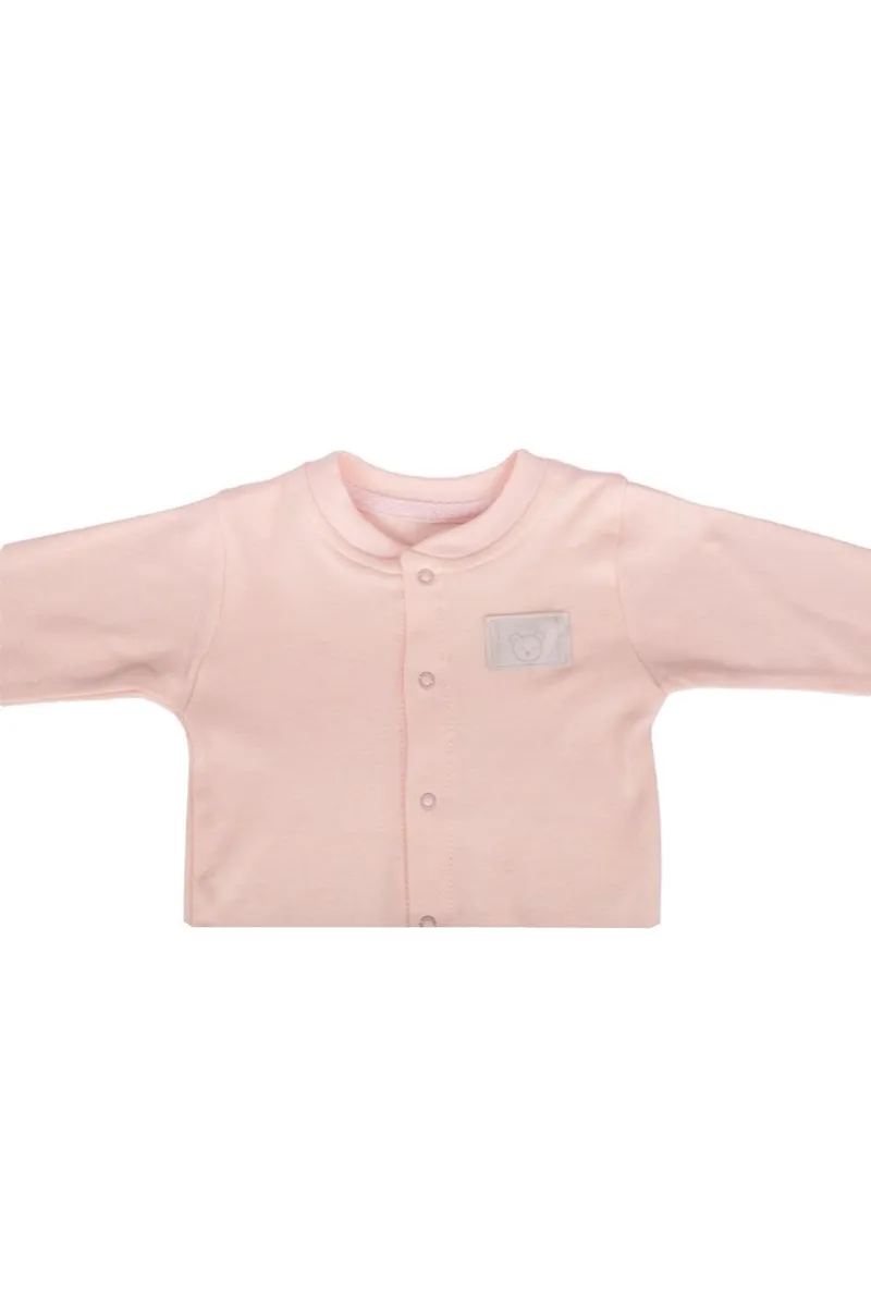 Kız Bebek Somon Sade Çıtçıtlı Kendinden Çoraplı Tulum