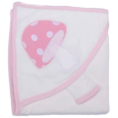 Kız Bebek Pembe Mantar Desenli Havlu Lif Set