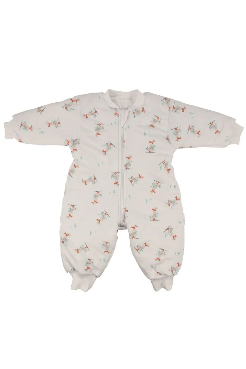 Unisex Ekru Ördek Desenli Elyaf Dolgulu Uyku Tulumu 2.5 Tog Uyku Tulumu