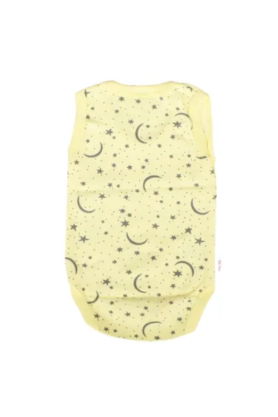 Unisex Sarı Ayyıldız Desenli Askılı Zıbın