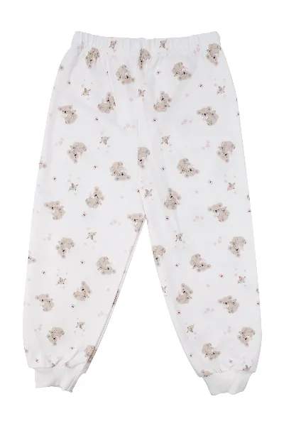 Kız Çocuk Ekru Bej Koala Desenli Çıtçıtlı Pijama Takımı