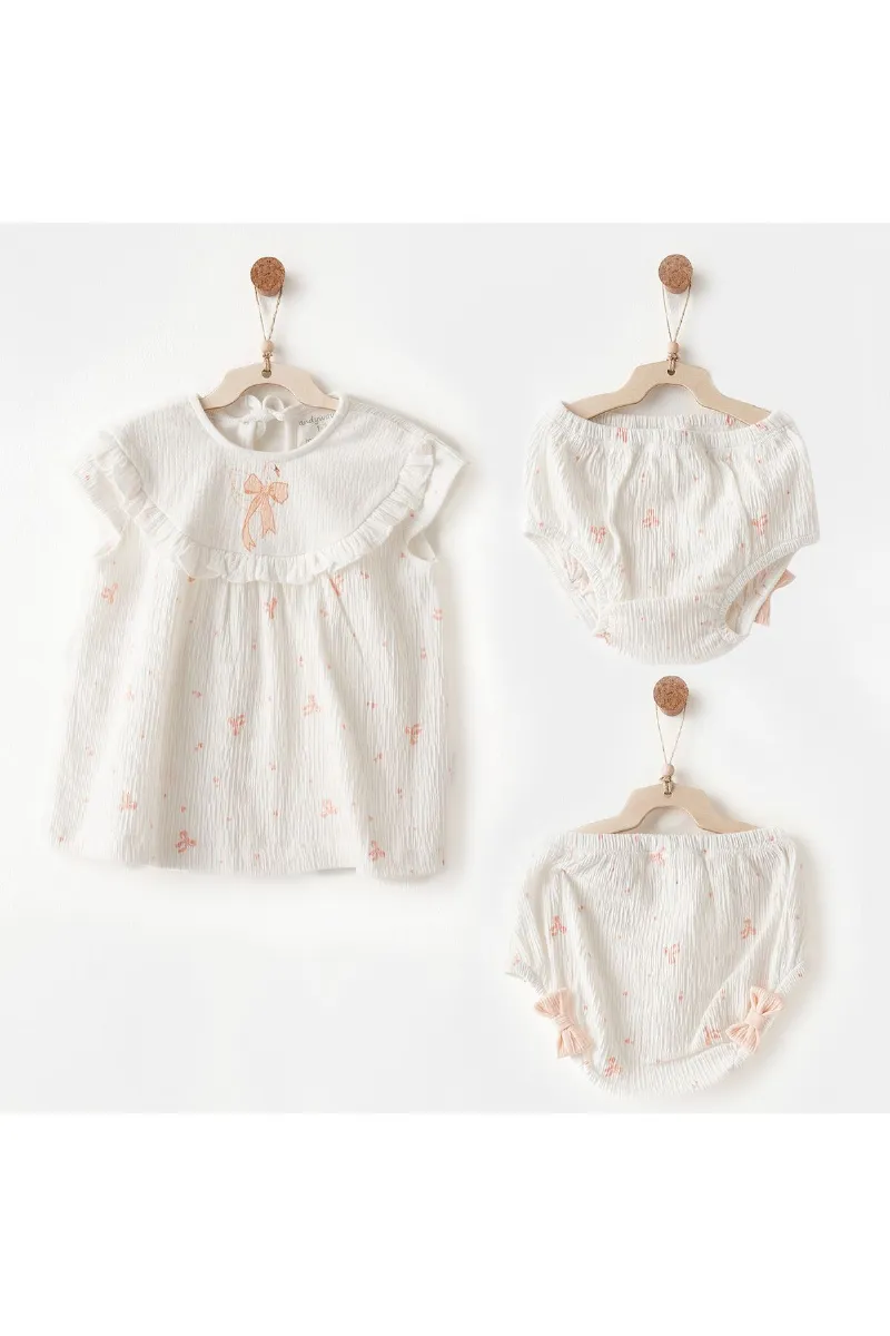 Andywawa AC26541 Little Swan Love Elbise Takım Ekru