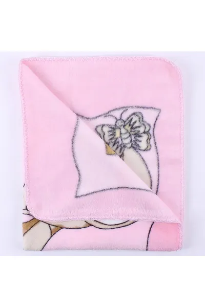 Pembe Ceylanlı Desenli Polar Battaniye