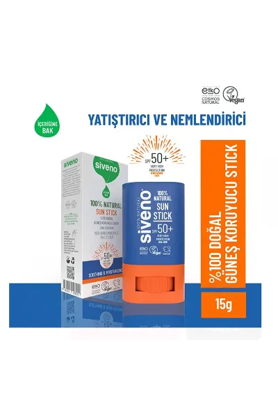 Siveno %100 Doğal Natural Sun Stick SPF50+ 15 Gr
