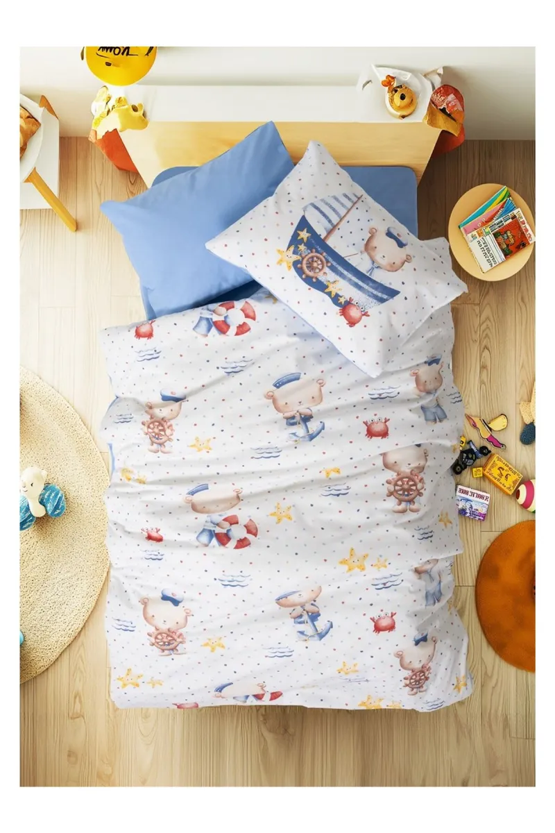 Cotton Box Ranforce Bebek Nevresim Takımı Seaman Mavi