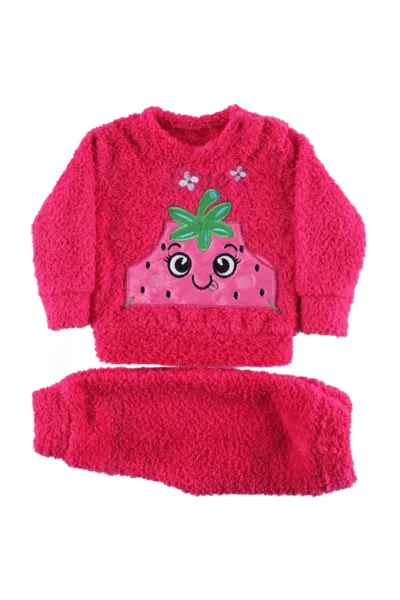 Kız Bebek Fuşya Çilekli Welsoft 2'li Peluş Takım