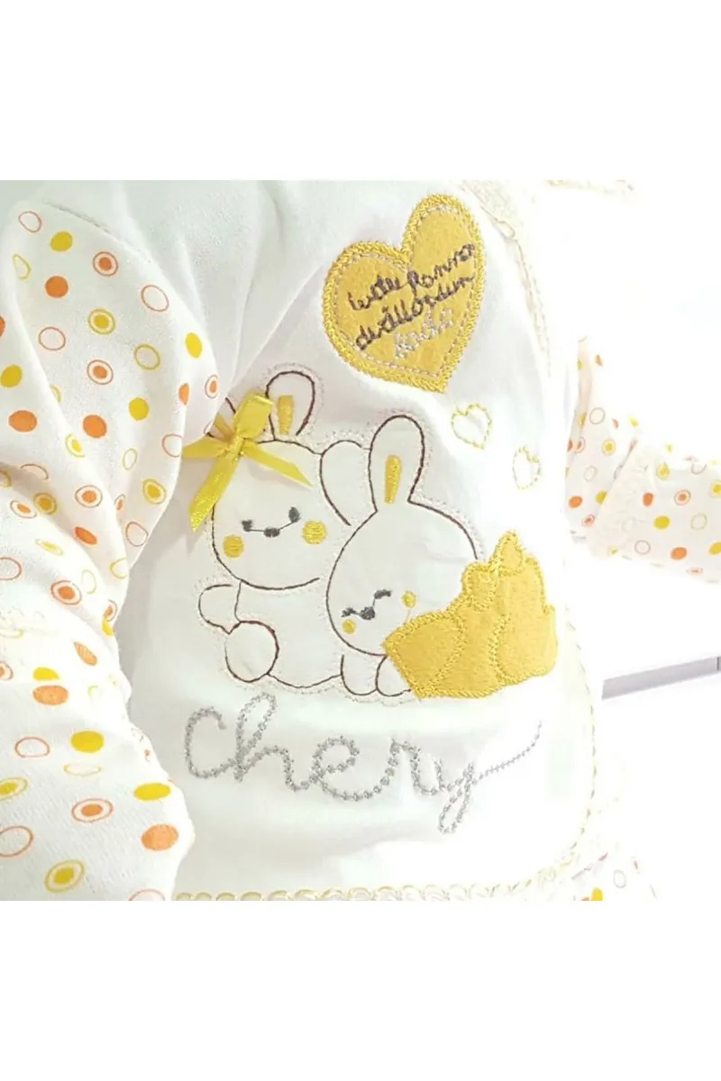 Chery Kalpli Tavşan 5 Parça Bebek Hastane Çıkış Seti - Sarı