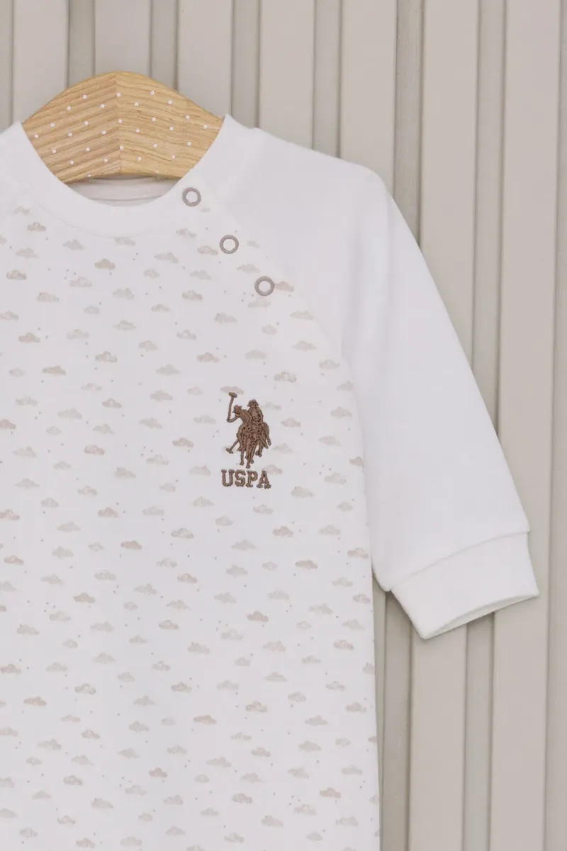 U.S.Polo Erkek Bebek Uzun Kol Patiksiz Tulum USB2025 Krem