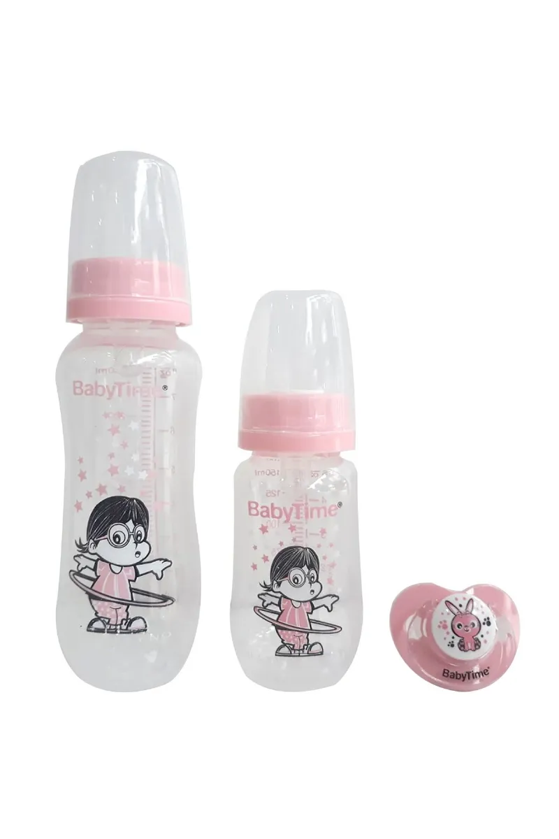 Babytime Pembe 3'lü Yenidoğan Biberon Seti