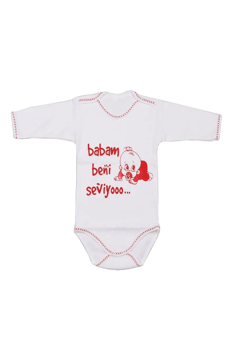 Babam Beni Seviyoo Yazılı Uzun Kollu Bebek Zıbın