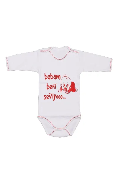 Babam Beni Seviyoo Yazılı Uzun Kollu Bebek Zıbın