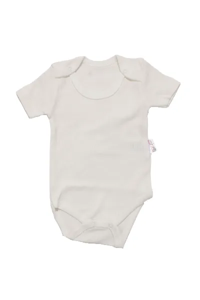 Unisex Ekru Raporlu Kısa Kol Çıtçıtlı Body Zıbın