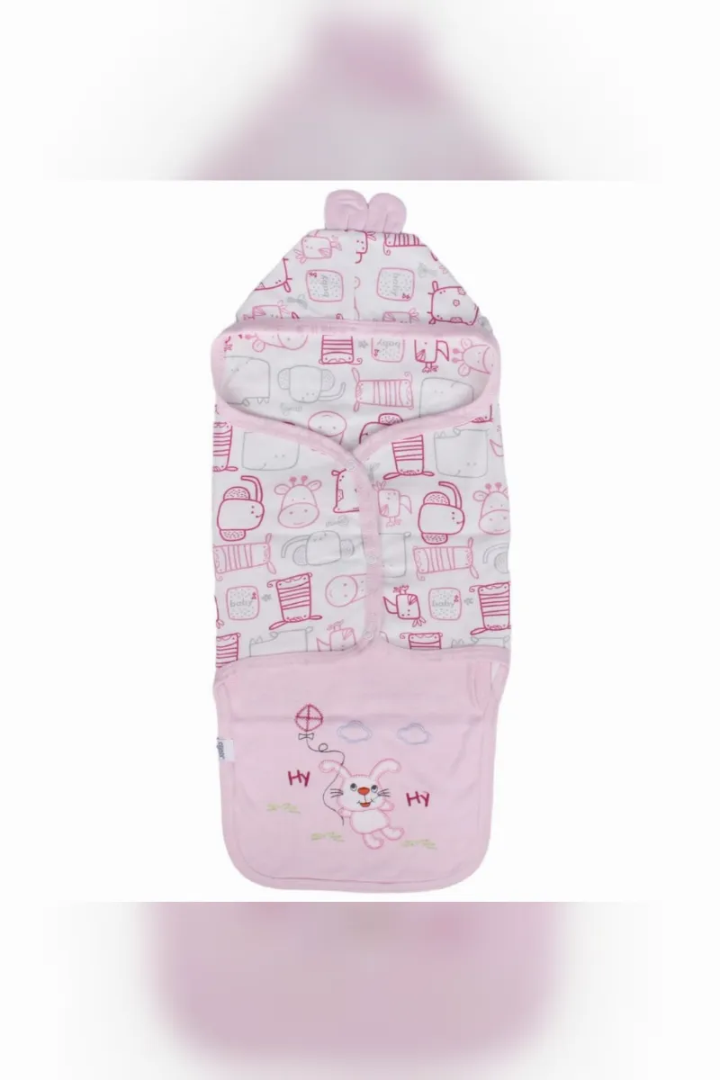 Unisex Pembe Renkli Hayvan Desenli Kundak Battaniye