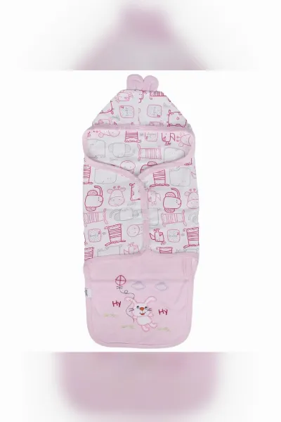 Unisex Pembe Renkli Hayvan Desenli Kundak Battaniye