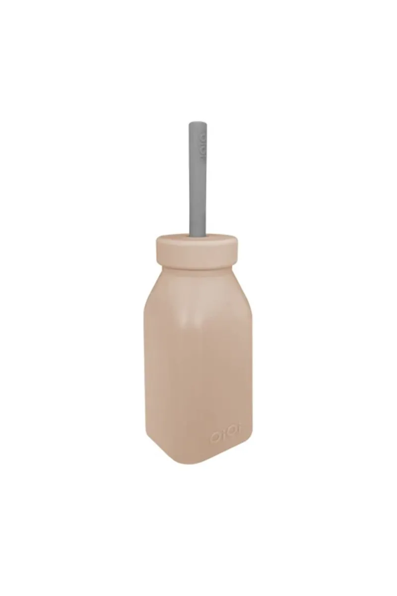 OiOi Şişe + Pipet 200 ml Bubble Beige / Powder Grey