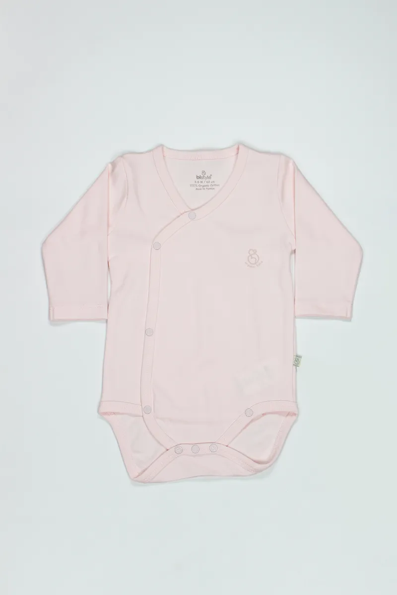 Bistyle Organik Natural Basic Style Kruvaze Uzun Kol Body BS17102 Pembe