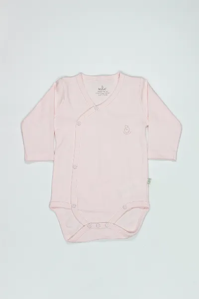 Bistyle Organik Natural Basic Style Kruvaze Uzun Kol Body BS17102 Pembe