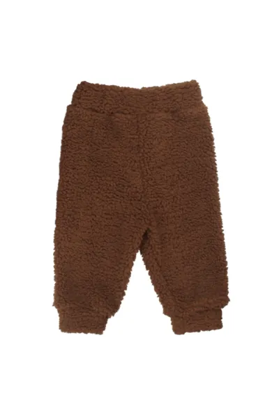 Unisex Kahve Peluş Kulaklı Kapşonlu Hırkalı 2'li Takım