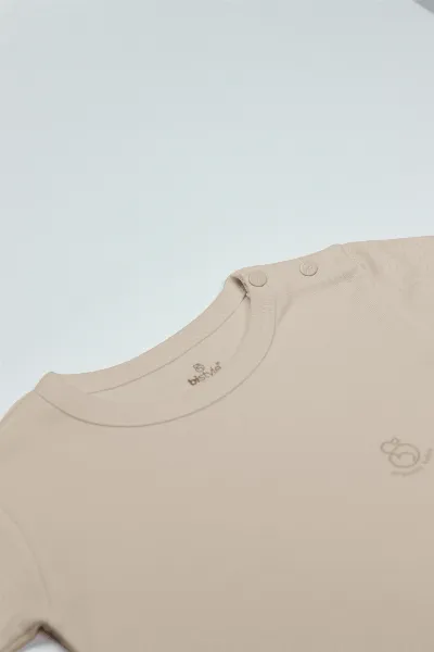 Bistyle Organik Natural Basic Style Yarım Kol Body BS17103 Bej