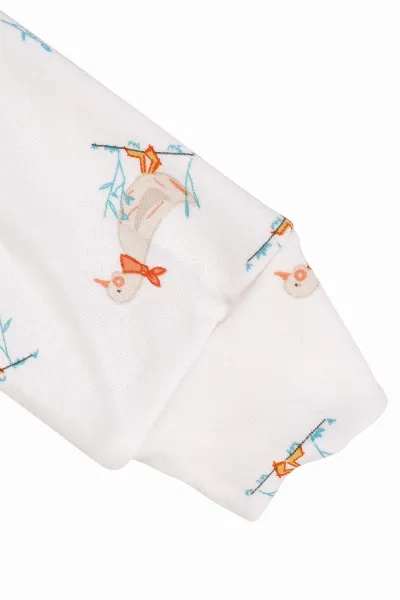 Unisex Ekru Ördek Baskılı Pijama Takımı
