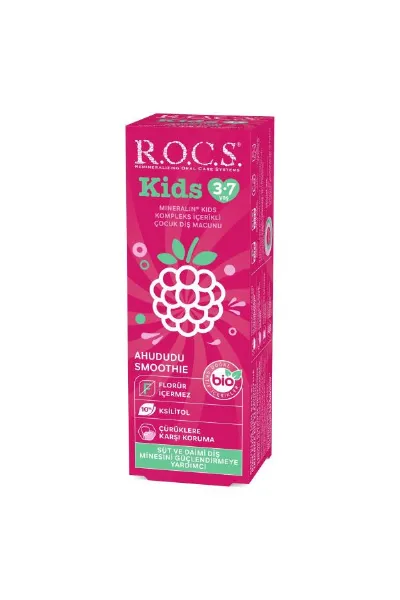 R.O.C.S. Kids Ahududu Smoothie Tadında Florürsüz Diş Macunu 45 Gr
