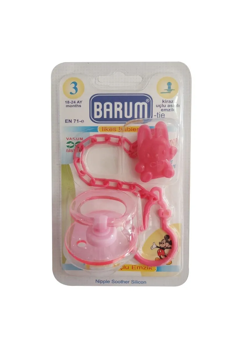 Barum Kiraz Uçlu Askılı Pembe Emzik