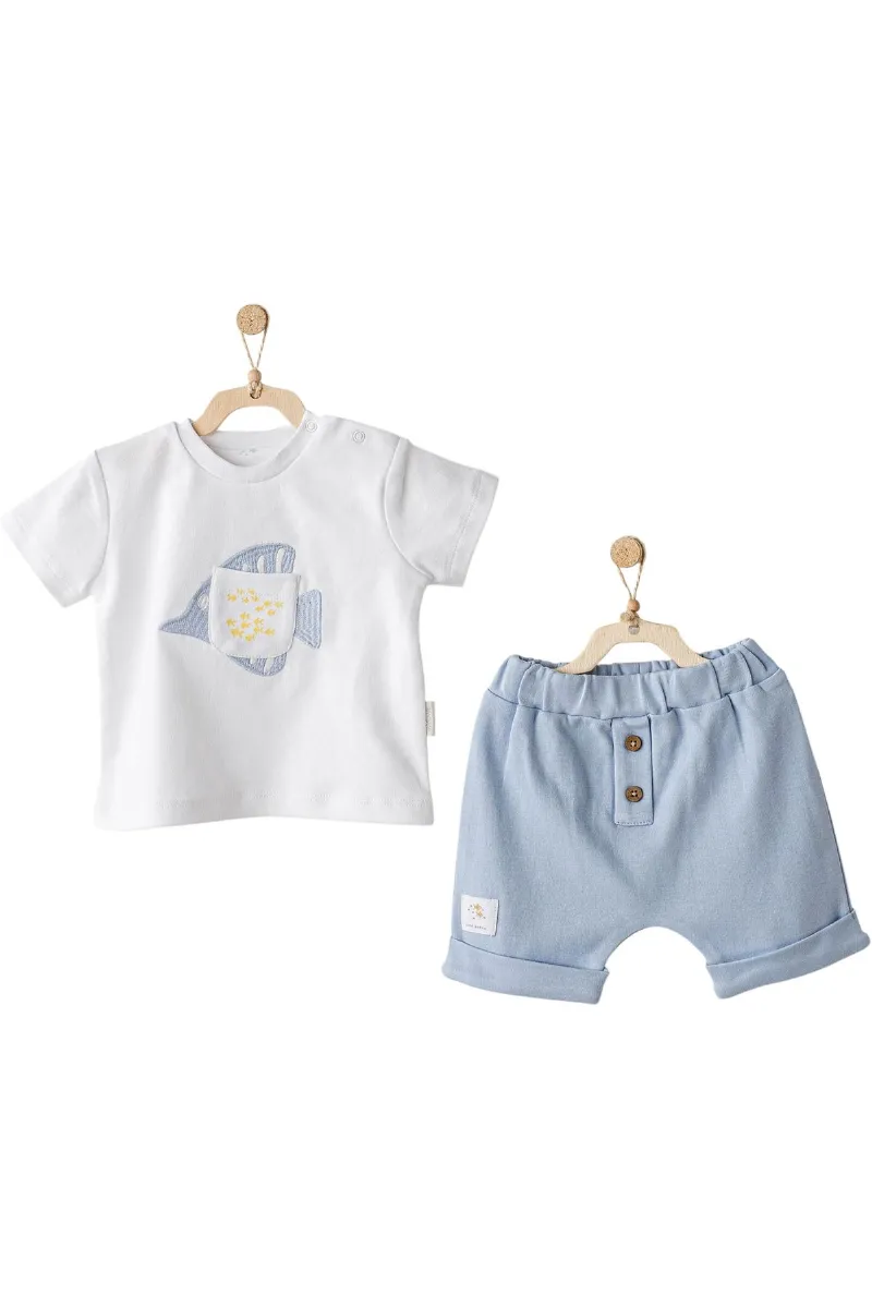 Andywawa AC25608 Ocean İs My Happy Place 2'Li Bebe Takım Blue
