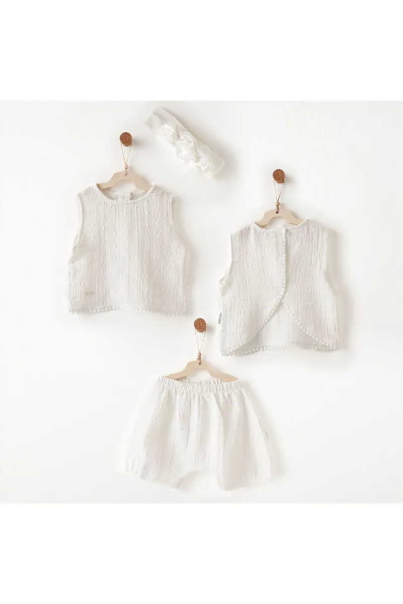 Andywawa AC26643 Baby Chic 3lü Takım Ekru